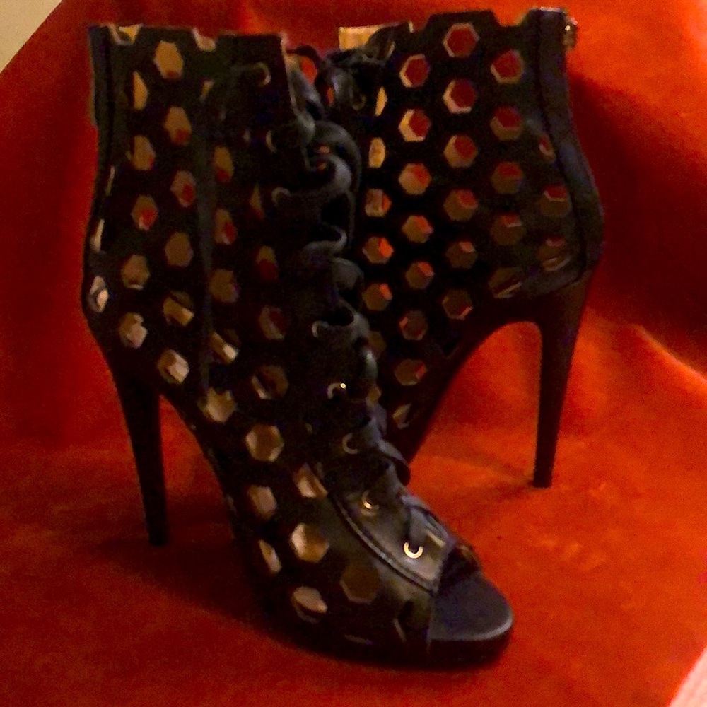 Cleopatra | Wallis 5 Zip Up Open Toe Ankle Boots